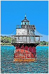 Rustic Duxbury Pier Lighthouse Tower - Digital Painting